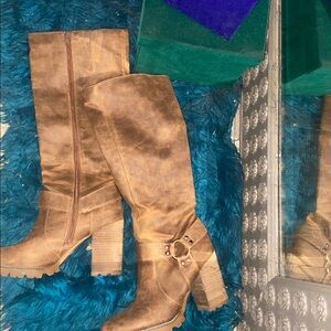 Brown Knee-High Boots with Buckle from Carlos